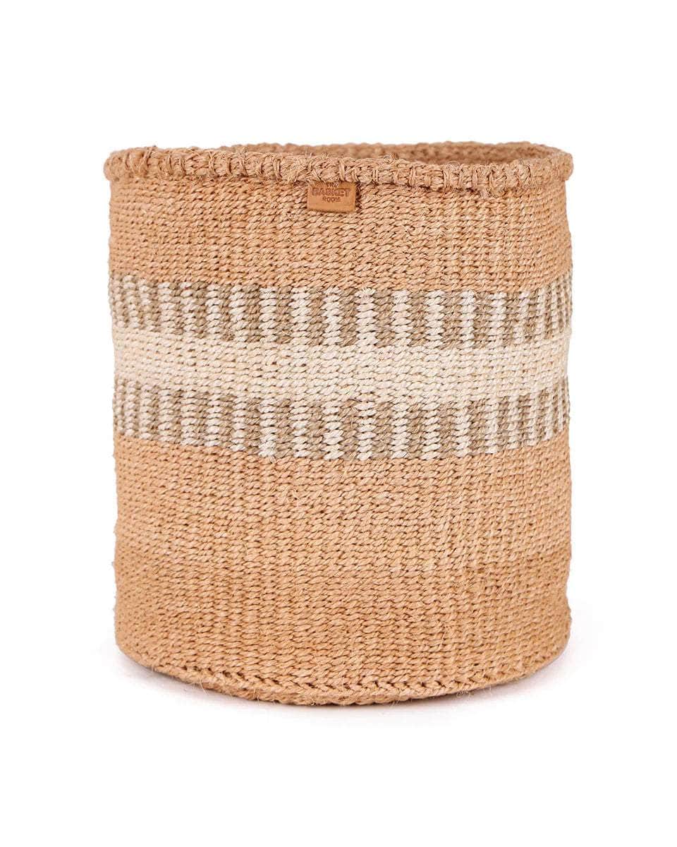 SUKARI: Beige & White Stripe Woven Storage Basket