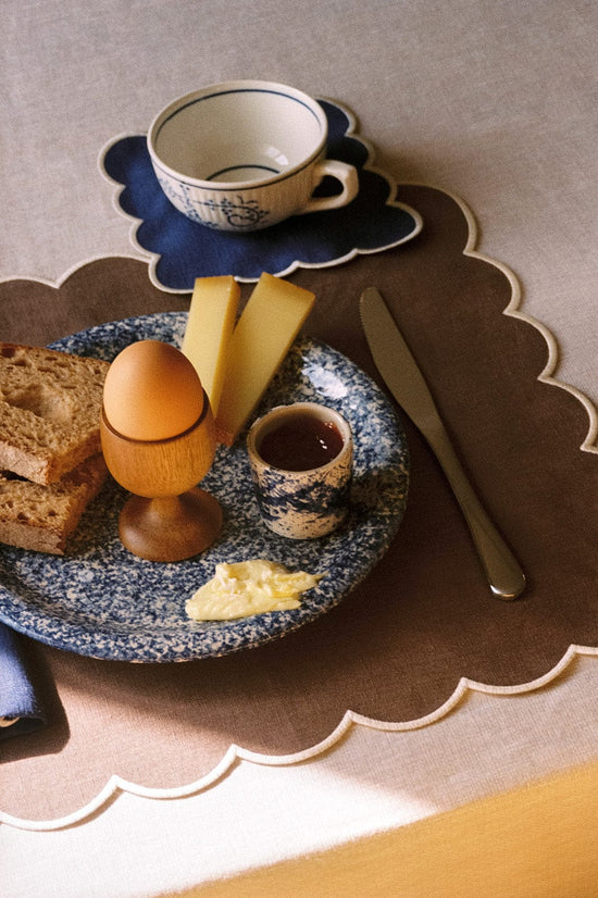 Zero-Waste Scalloped Linen Cocktail Napkins Klein Blue - Set of 4