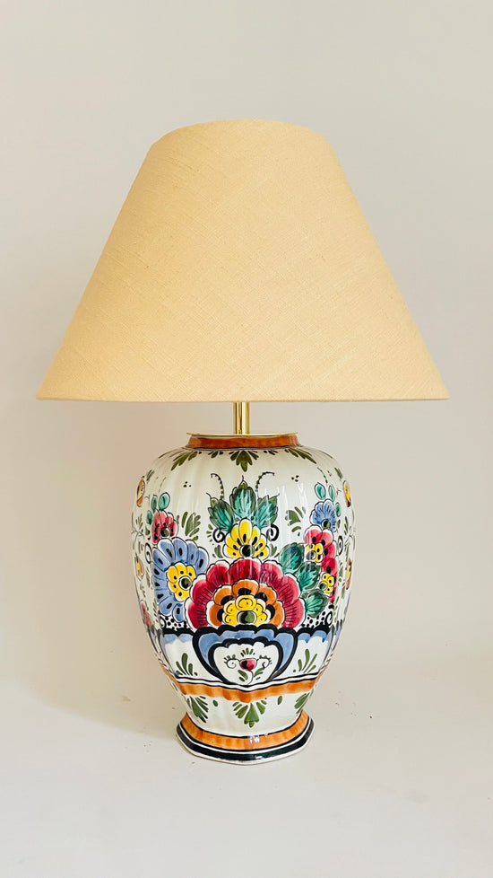 Antique Delft Polychrome Lamp