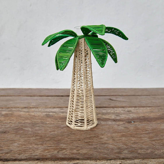 Green Iraca Palm Tree Candleholder L