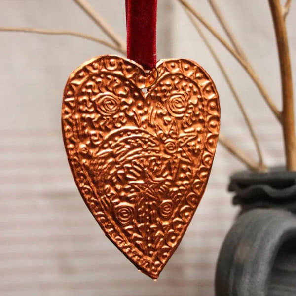 With Love Copper Heart Embossed Ornament