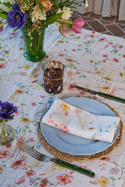 Pastel Meadows Linen Tablecloth