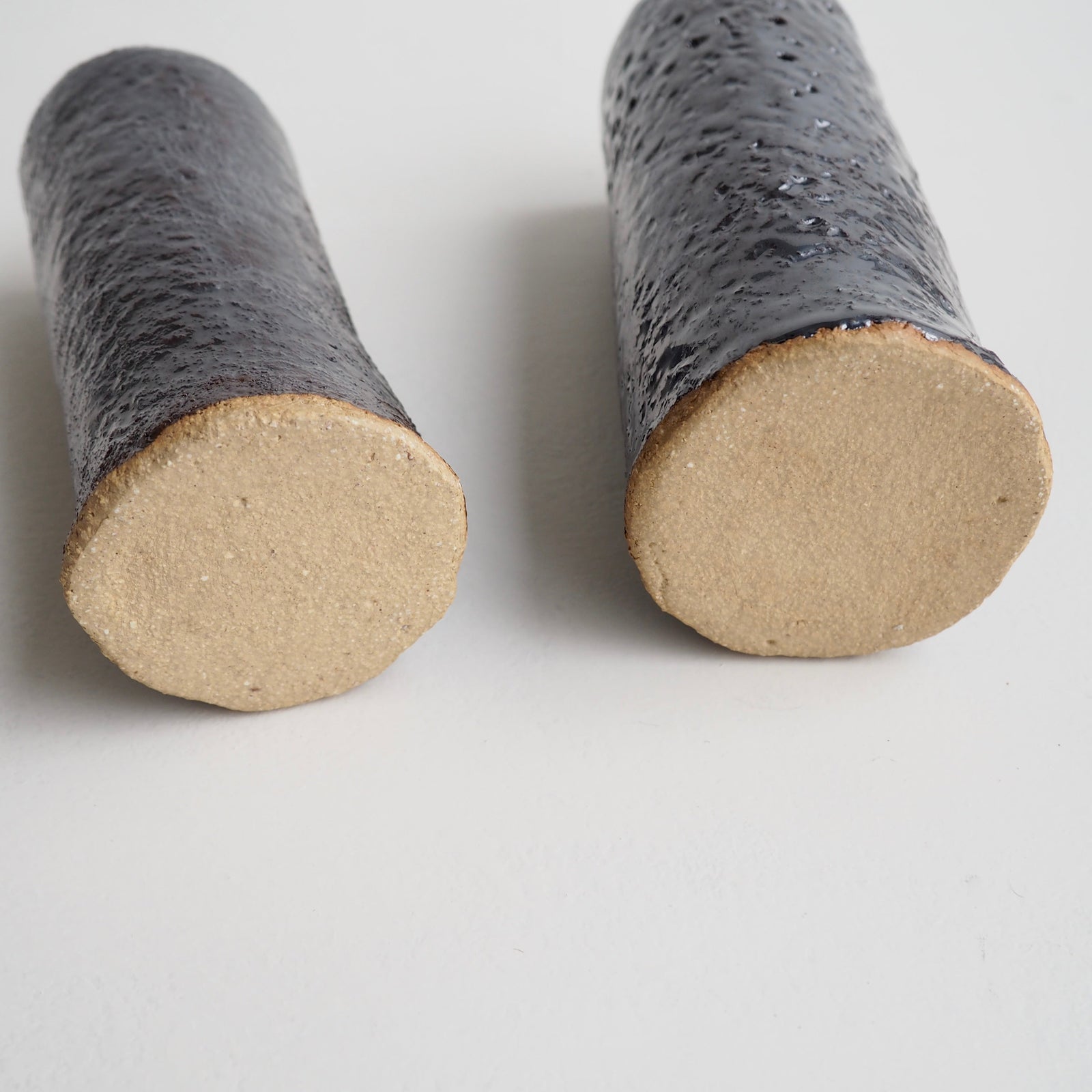 Handmade Black Metallic Pottery Cylinder Vases