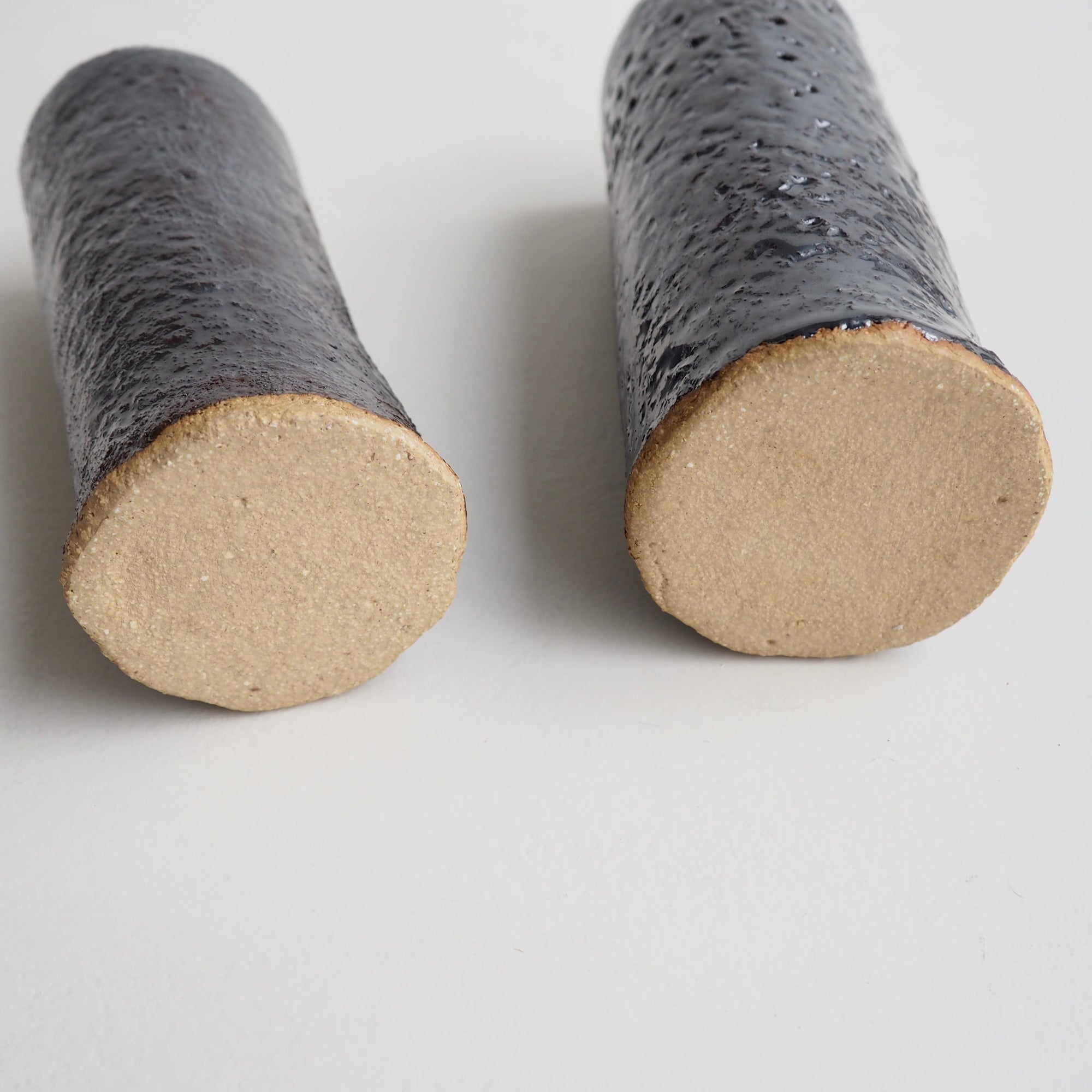 Handmade Black Metallic Pottery Cylinder Vases