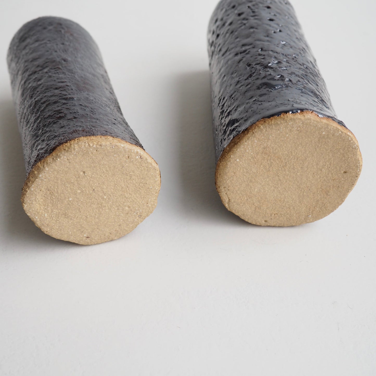 Handmade Black Metallic Pottery Cylinder Vases