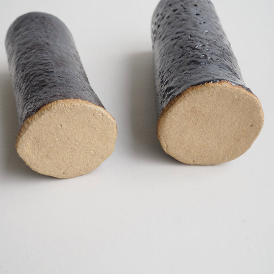 Handmade Black Metallic Pottery Cylinder Vases