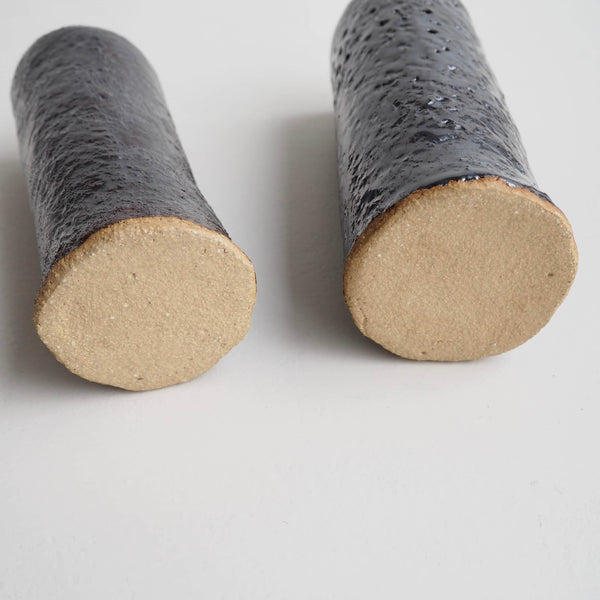 Handmade Black Metallic Pottery Cylinder Vases