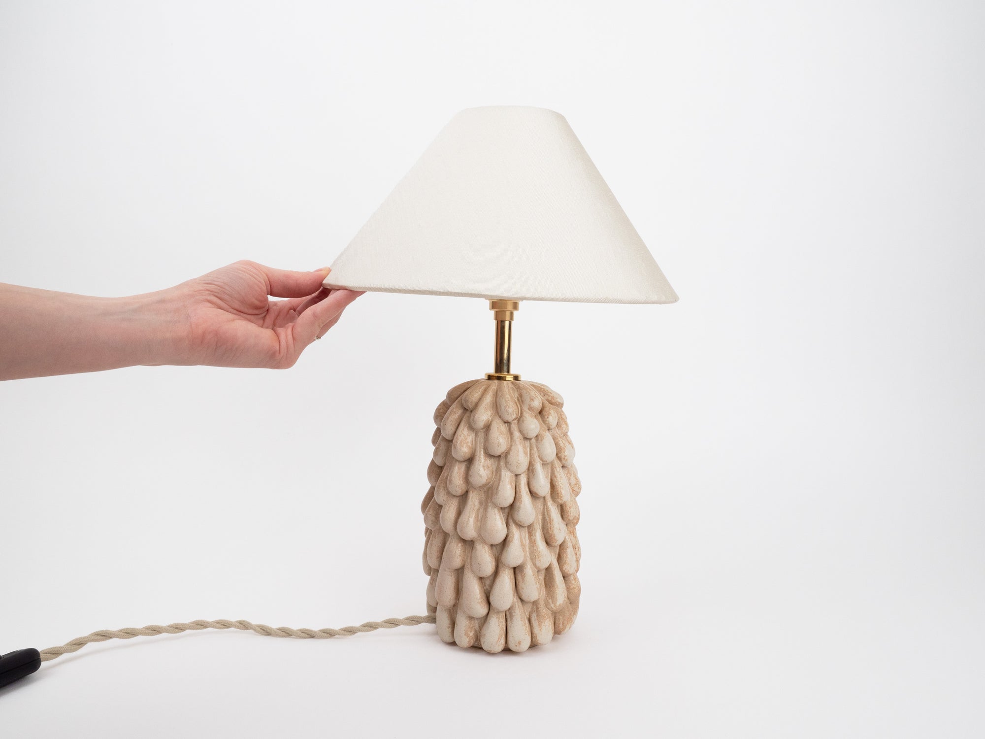 Tall 'Drip' Table Lamp - Satin Cream