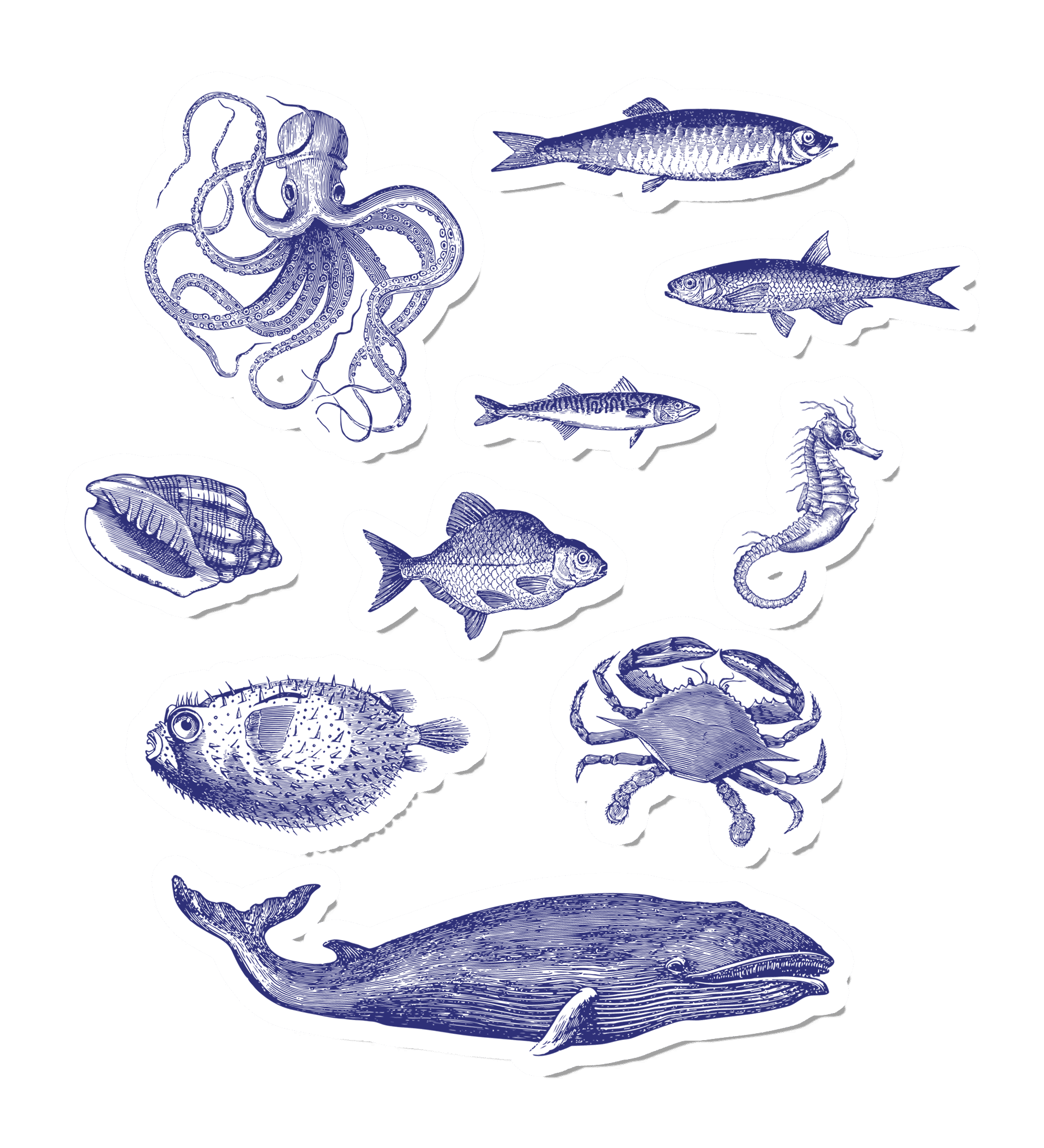 Vintage Ink Ocean Mix - Blue DIY Plate Sticker Decoration