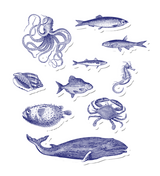 Vintage Ink Ocean Mix - Blue DIY Plate Sticker Decoration