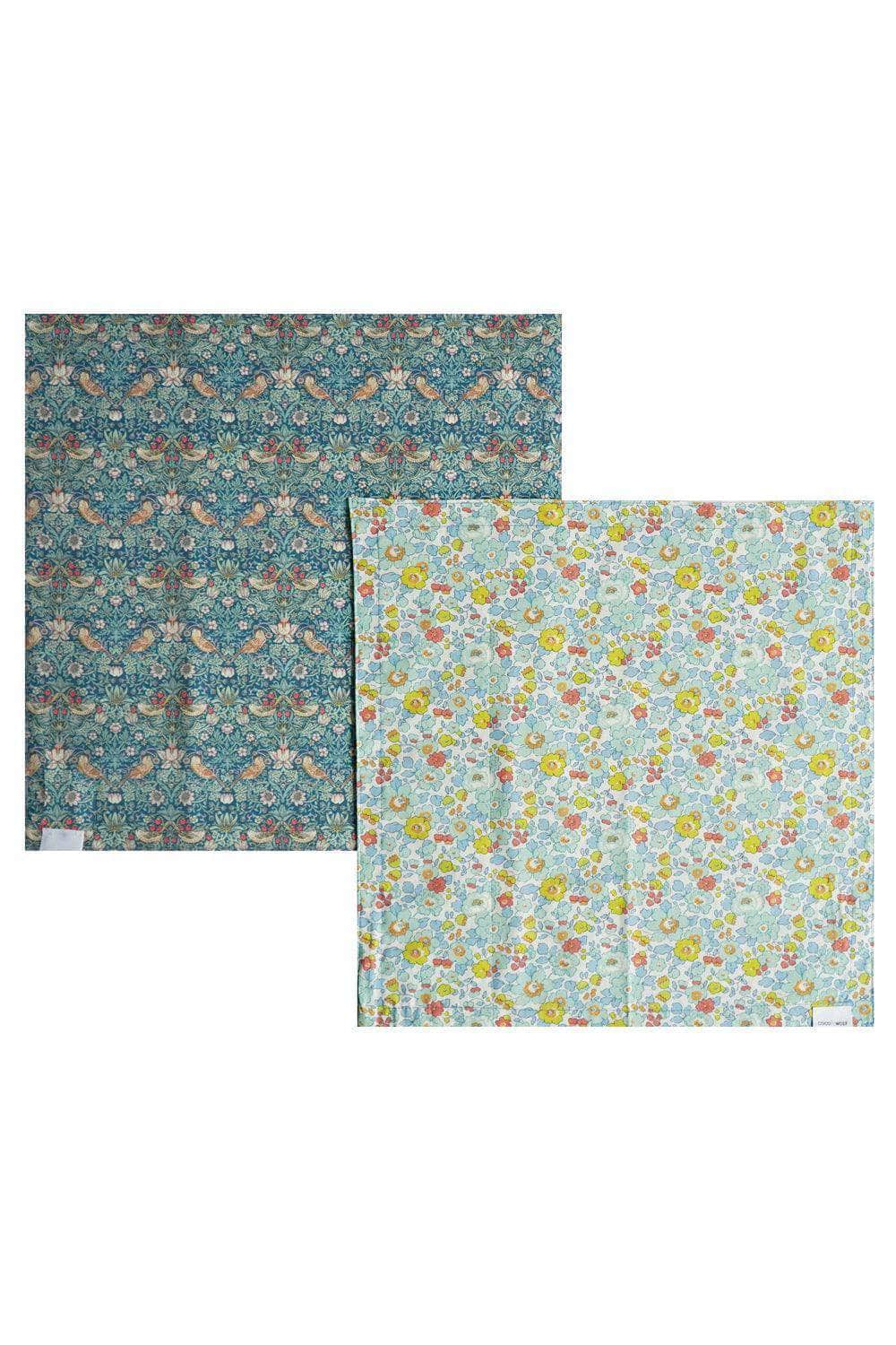 Reversible Stitch Napkin Set Made With Liberty Fabric Betsy Sage & Strawberry Thief
