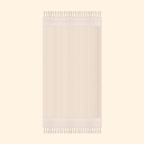 Plush & Bare Striped Pure Cotton King Bath Towel In Cream
