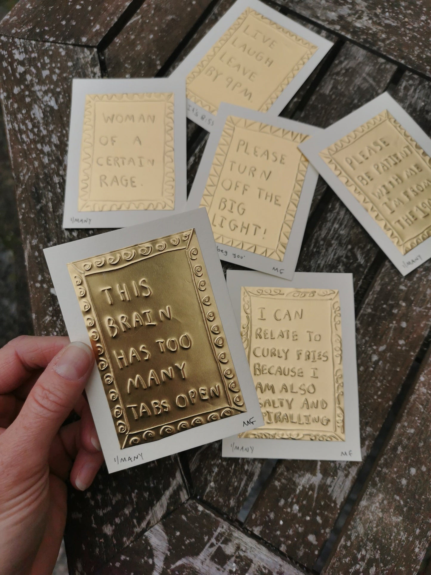 This Brain Has Too Many Tabs Open - Tin Embossing Handmade Artwork