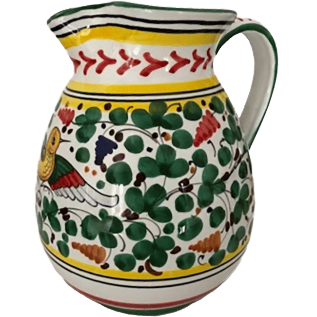 Green Bird and Flowers Carafe