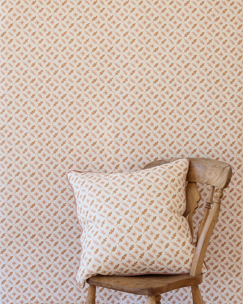 Oxalis Oak Linen Cushion - Toffee