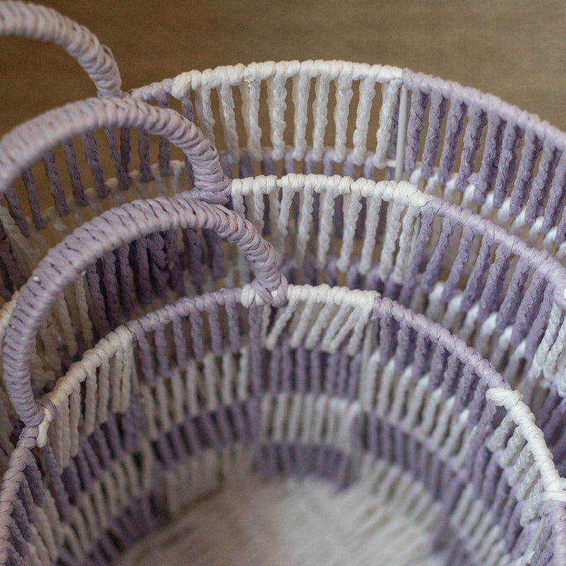 Checkerboard Storage Basket Large - Lilac