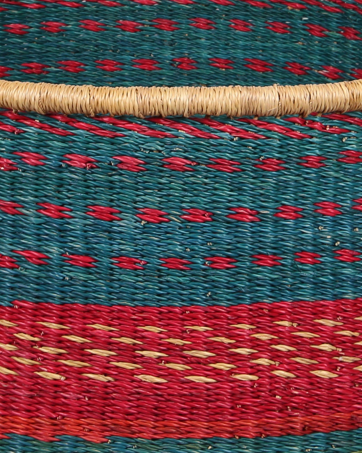 ELIAM: Medium Teal and Red Floor Storage Basket with Handles