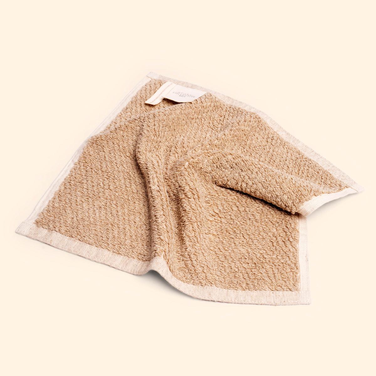 Pure Linen Face Cloth In Beige