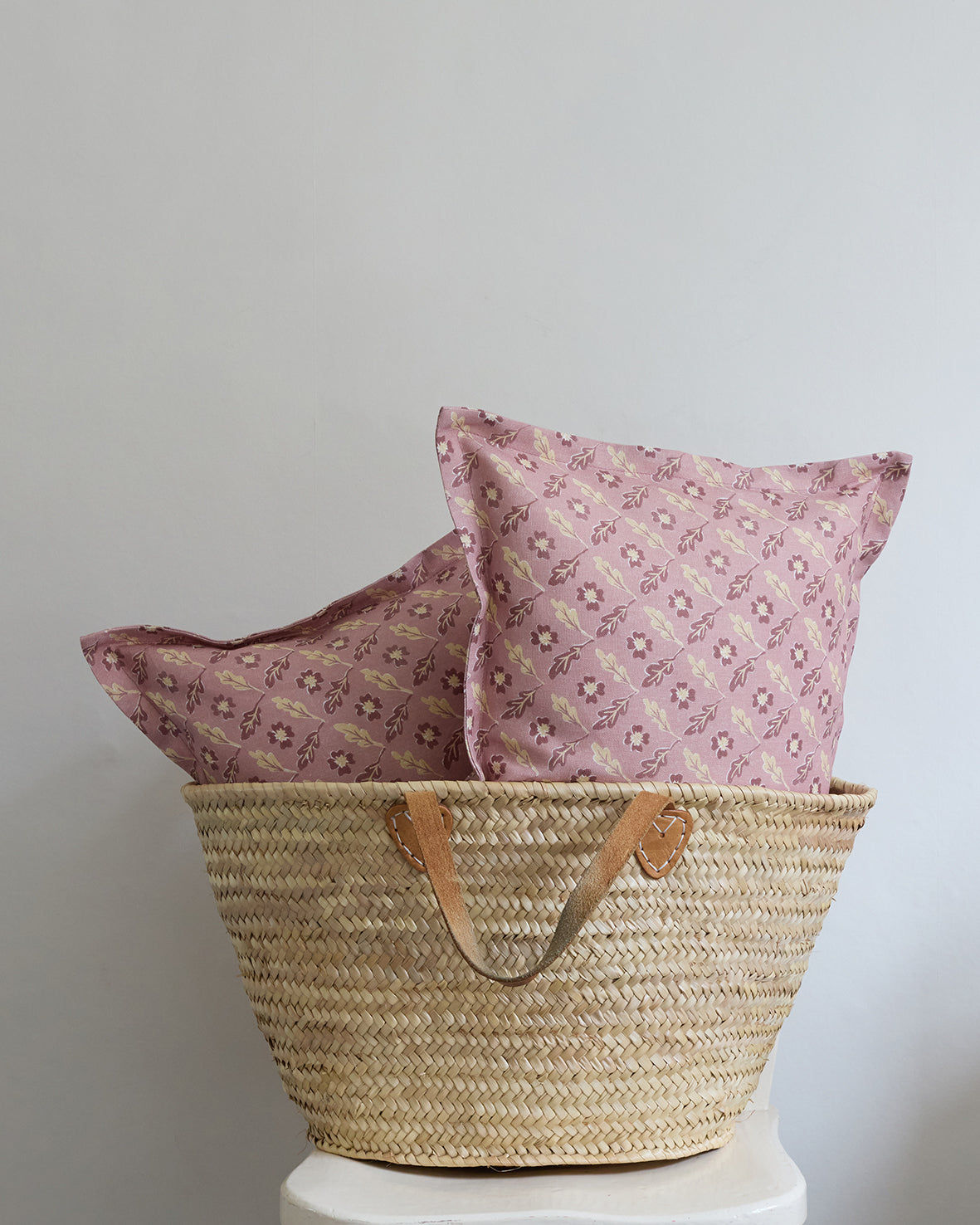 Oxalis Oak Linen Cushion - Rose - Rectangular