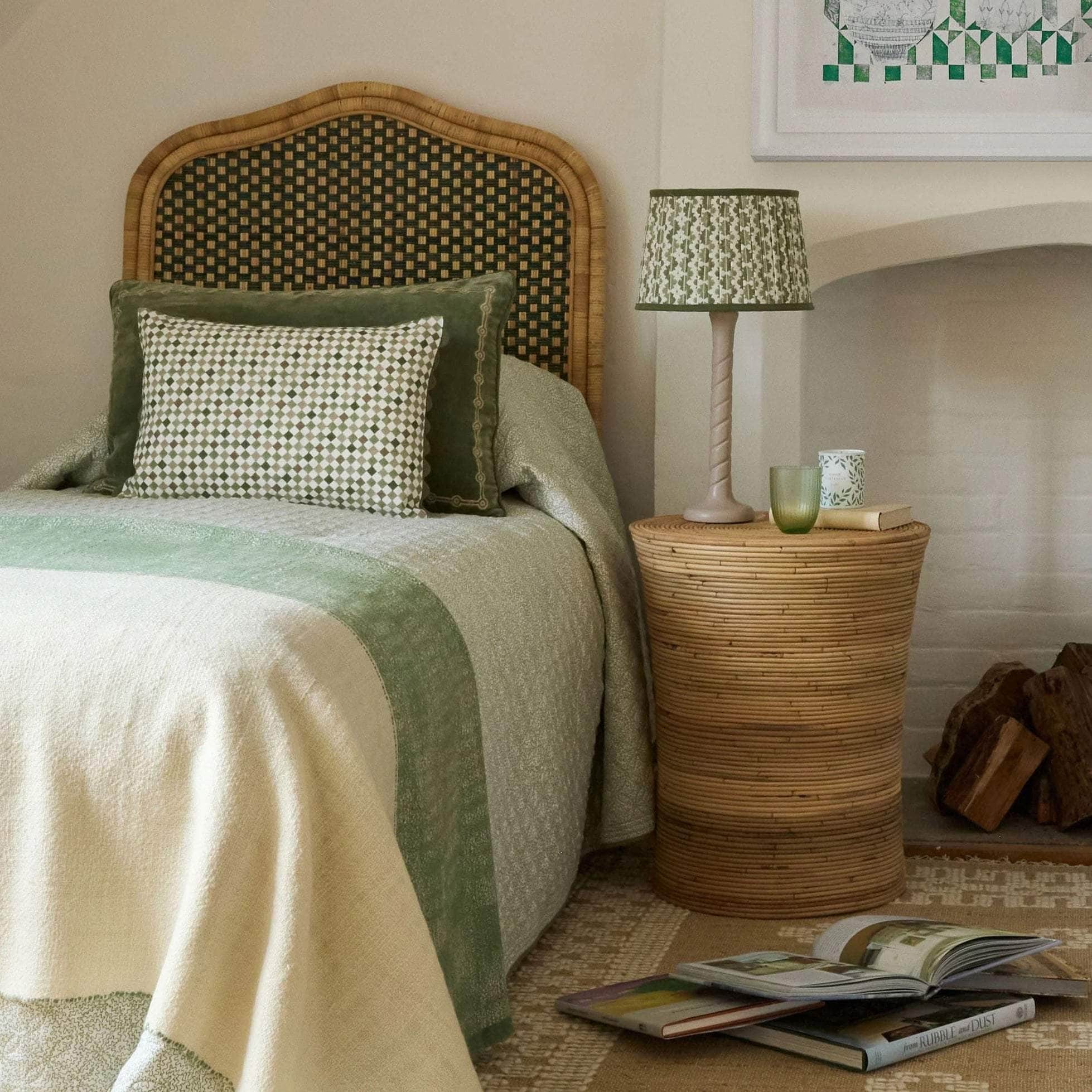 Single Rattan Headboard - Green