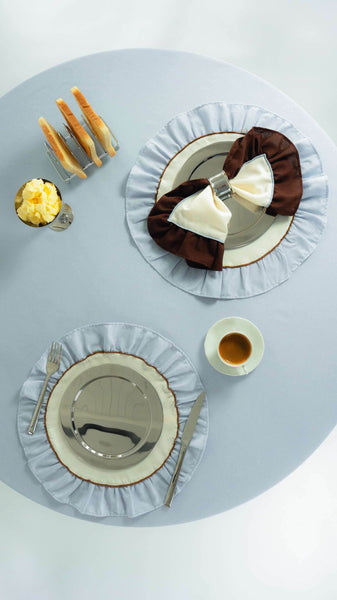 Round Ruffle Tablecloth, Blue-