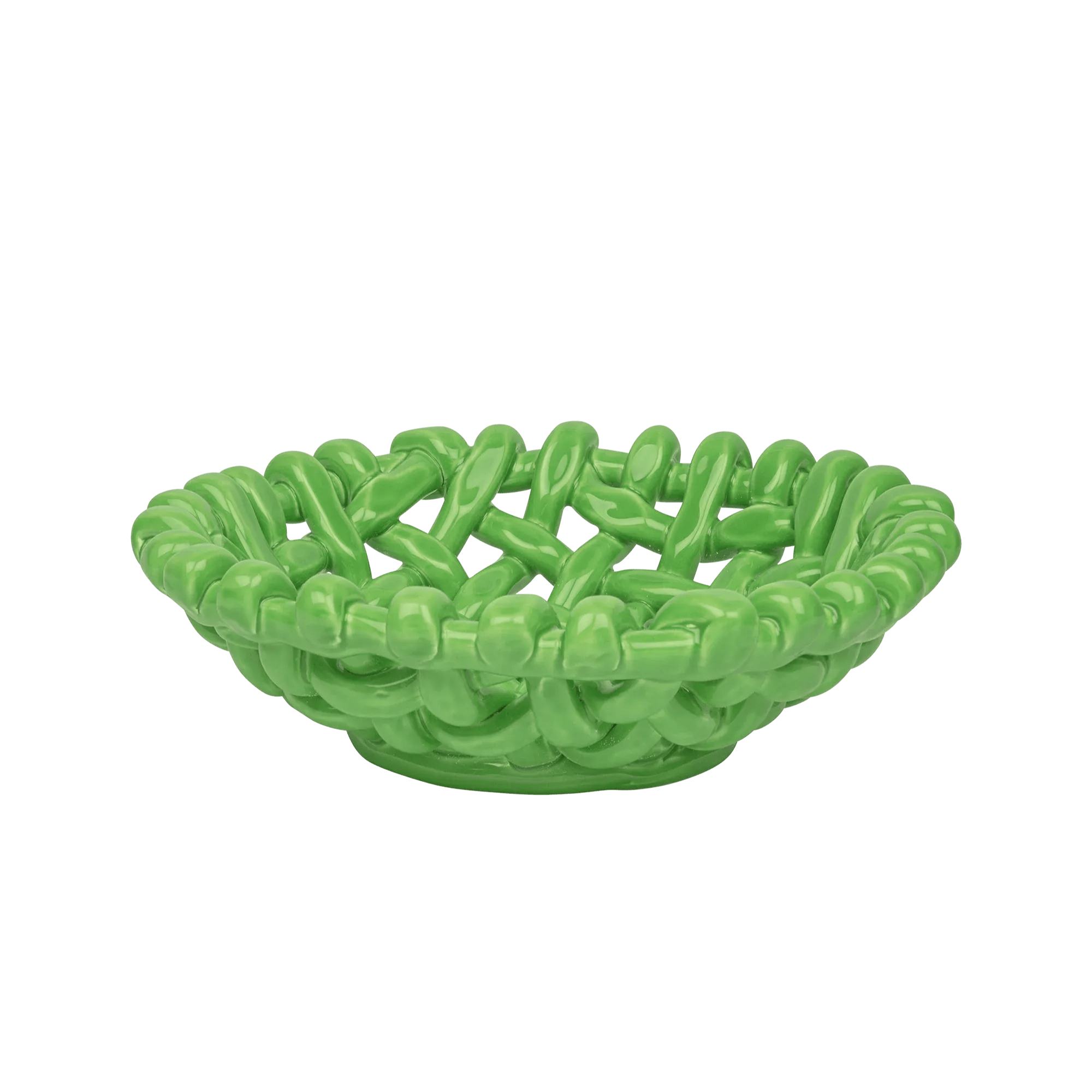 Apple Green Basketweave Bowl