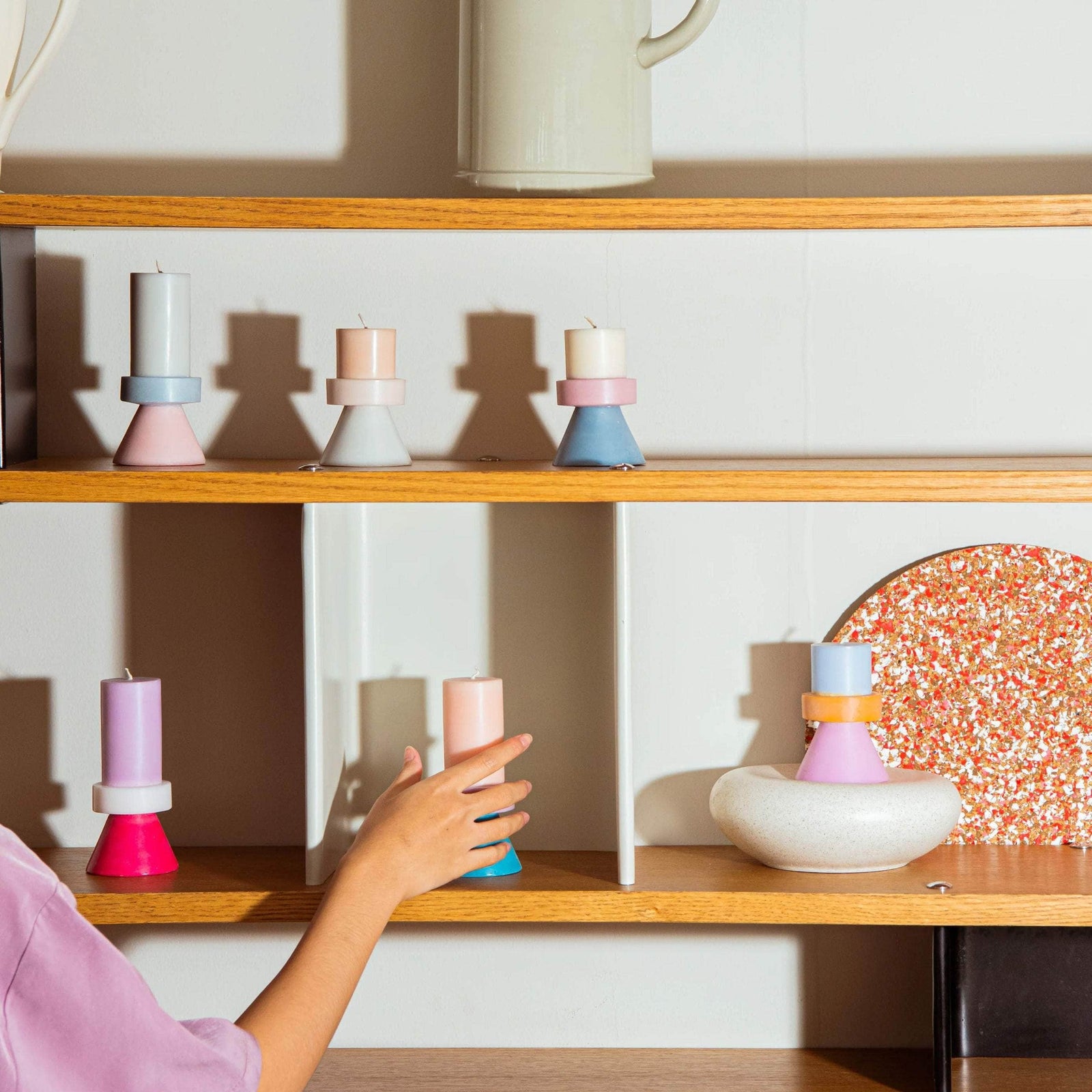 Stack Candle Tall - Blues / Peach