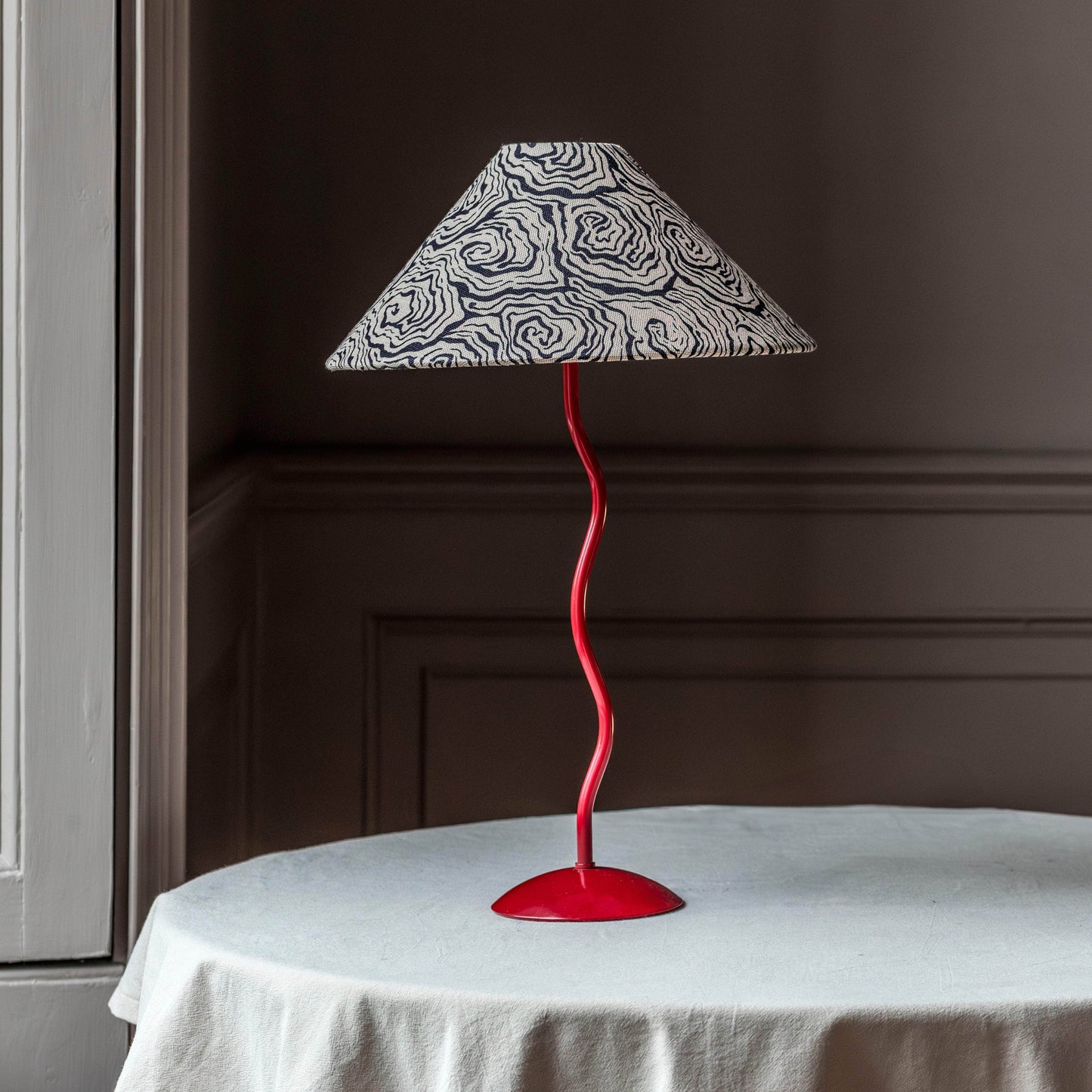Oysters Monochrome Tapered Cone Lampshade (medium)