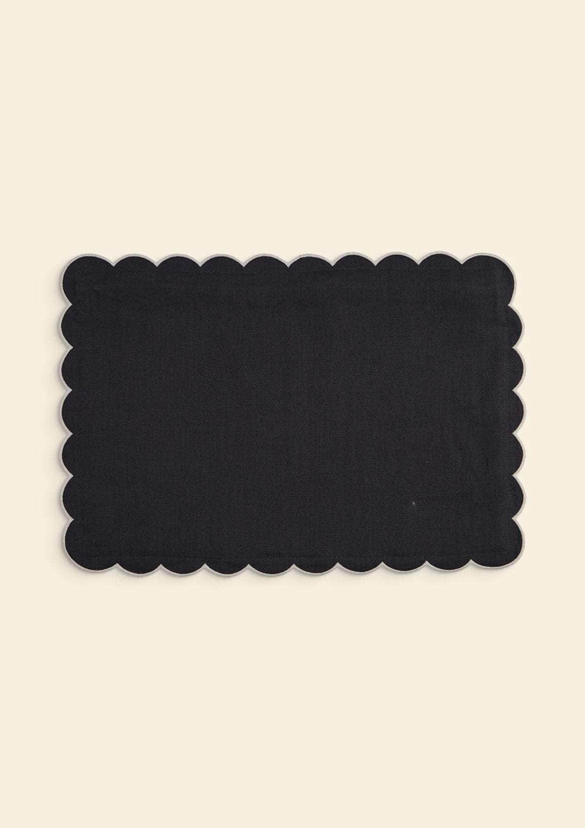 The Slate Blue & White Scalloped Linen Rectangular Cushion