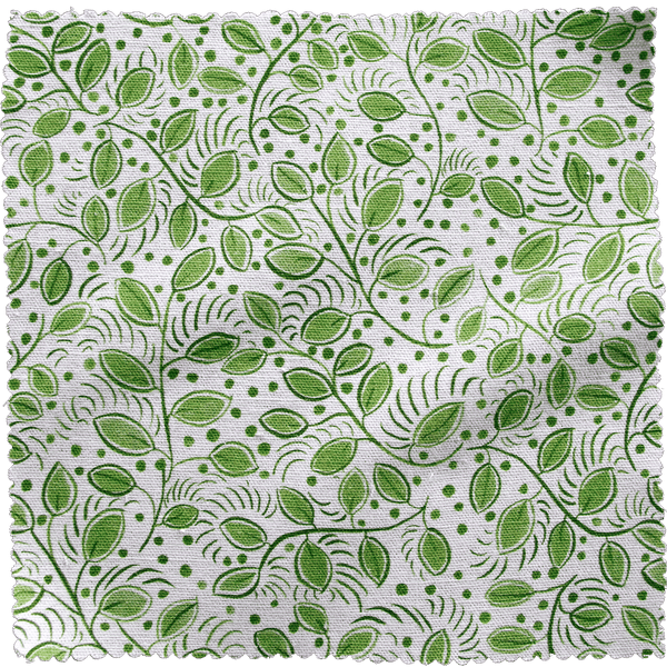 Printed Little Leaves Fabric - Green