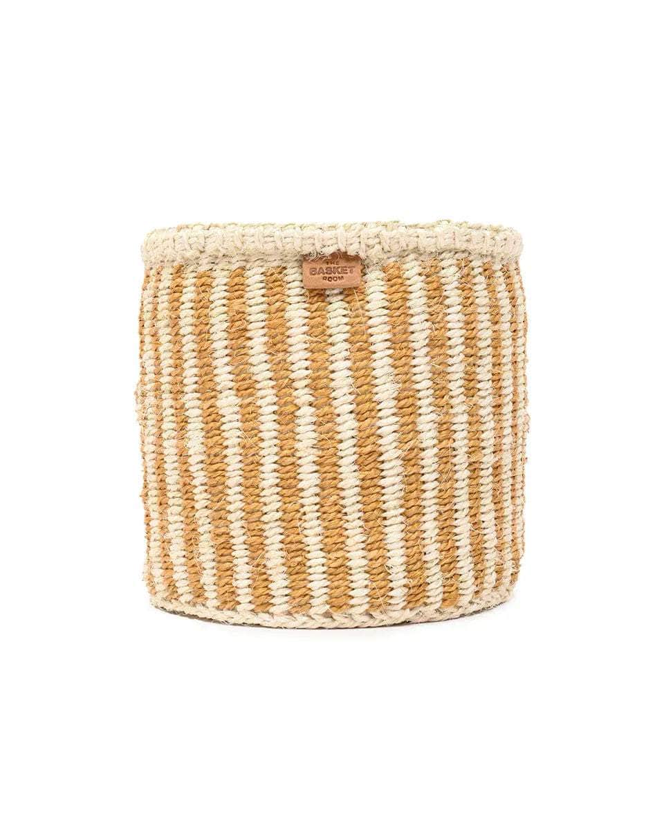 HOTUBA: Gold Pinstripe Woven Storage Basket
