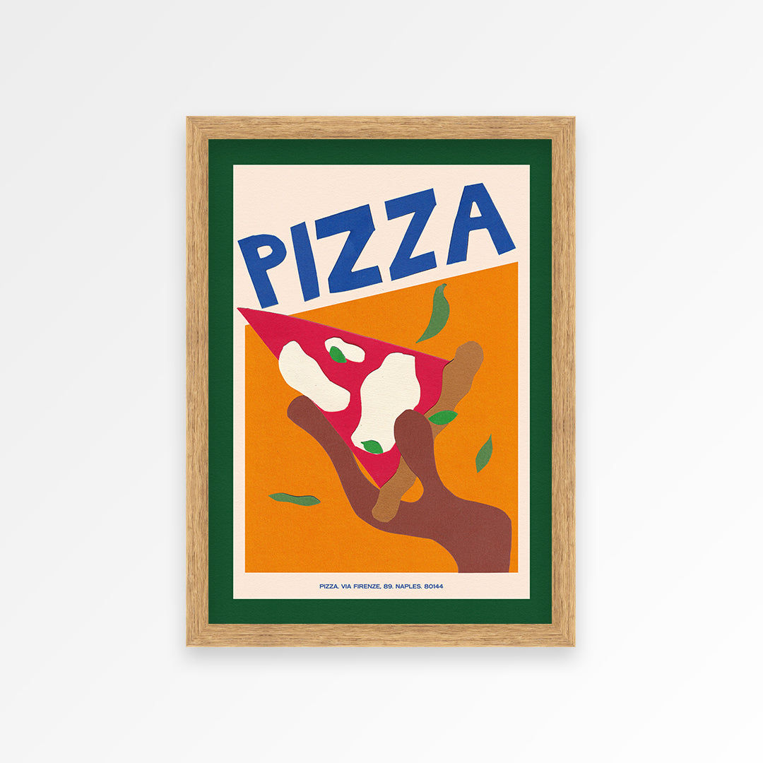 Pizza Hand Collaged Print