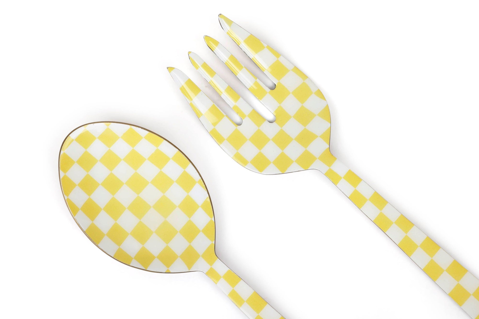 Yellow Enamel Salad Server (Set of 2) - 11 x 2.5 Inches