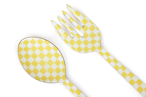 Yellow Enamel Salad Server (Set of 2) - 11 x 2.5 Inches