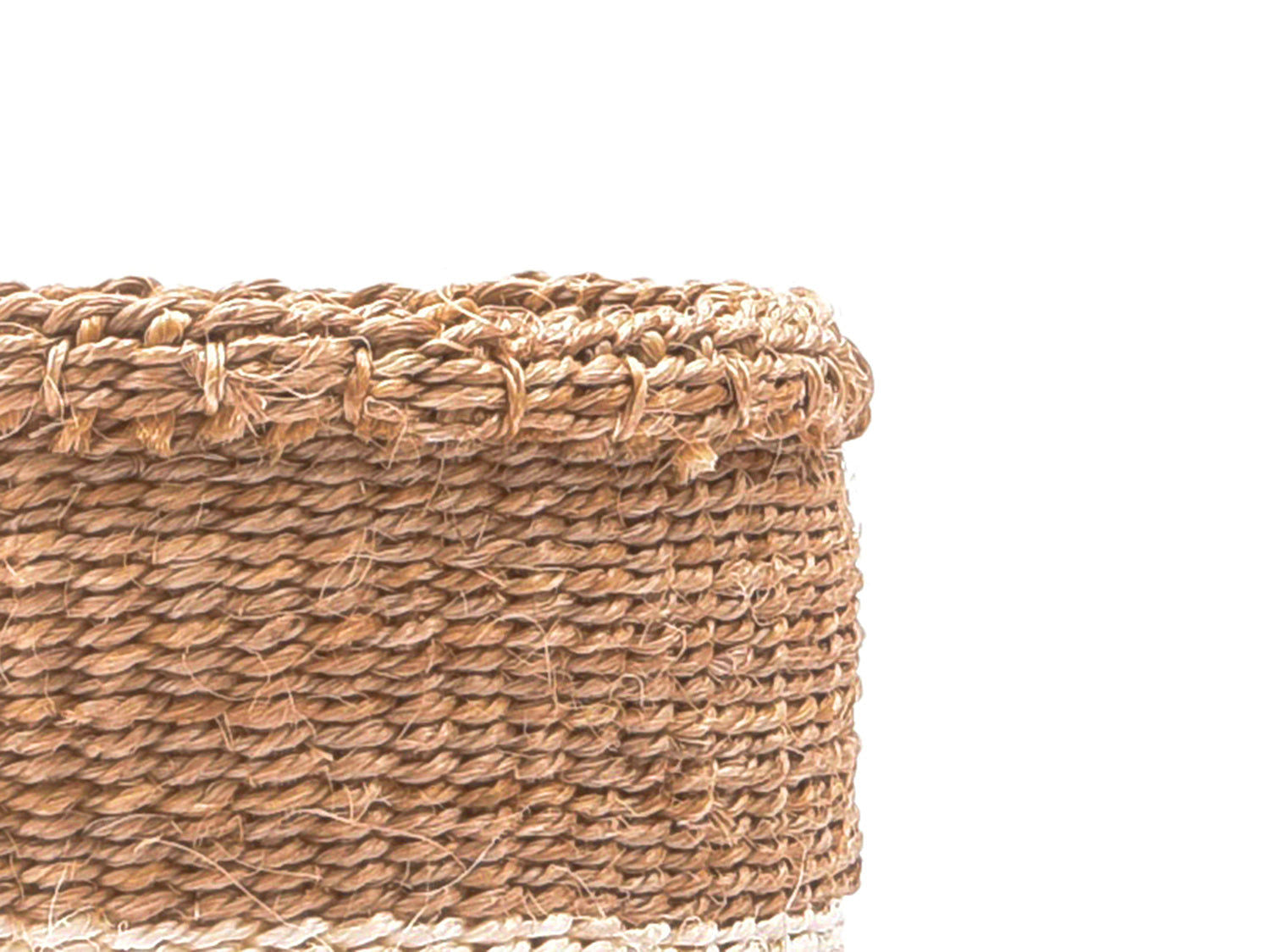 CHAMA: Khaki & White Colour Block Storage Basket