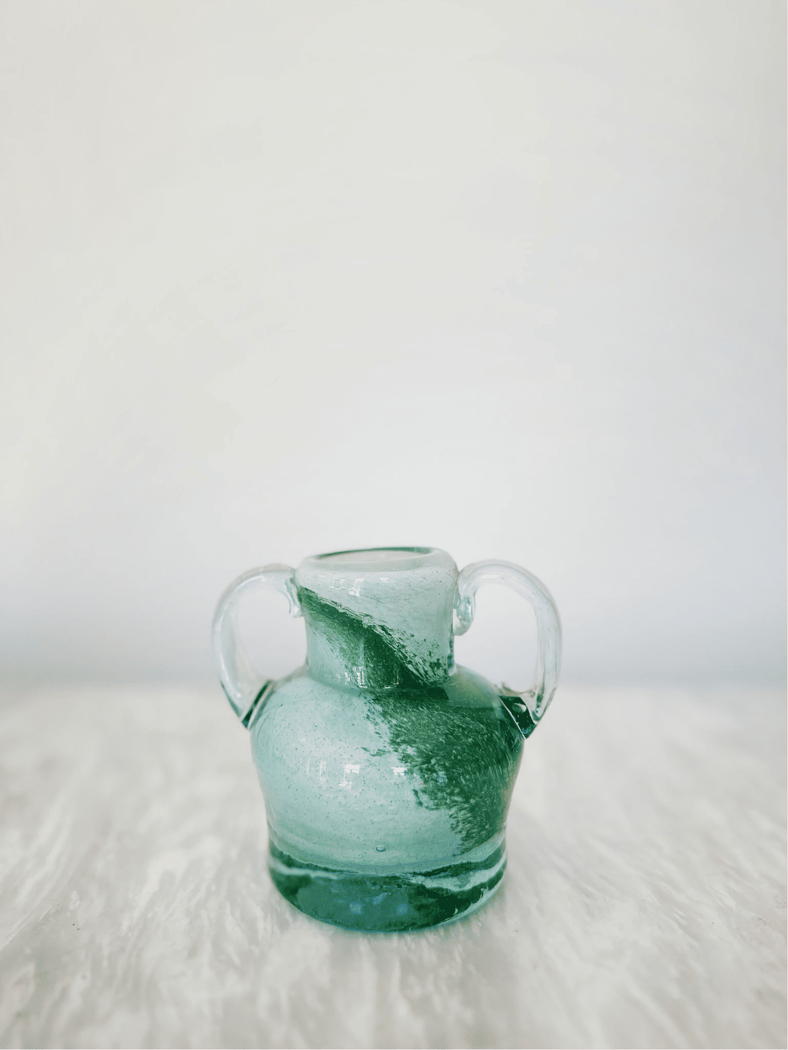 Blown Glass Amphora Vase, Green, Small