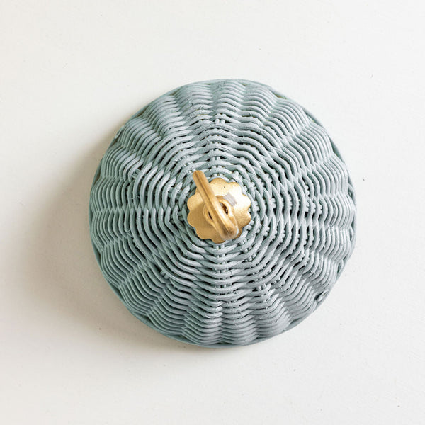 Rita Rattan Ceiling Rose, Light Blue