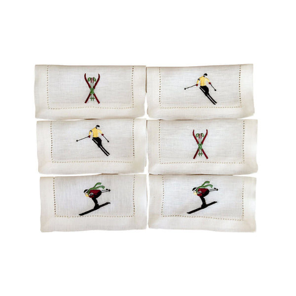 Baqueira Ski Linen Cocktail Napkin Set of 6