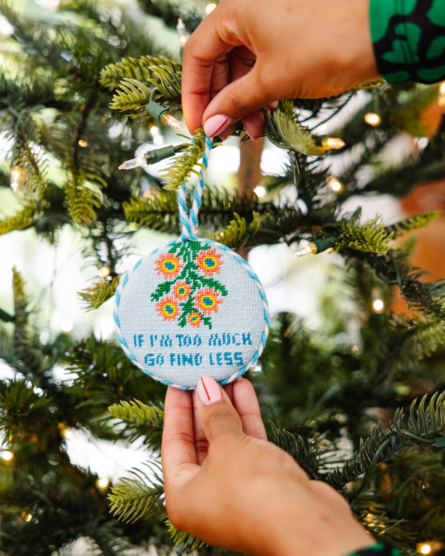 Needlepoint Ornament - Go Find Less