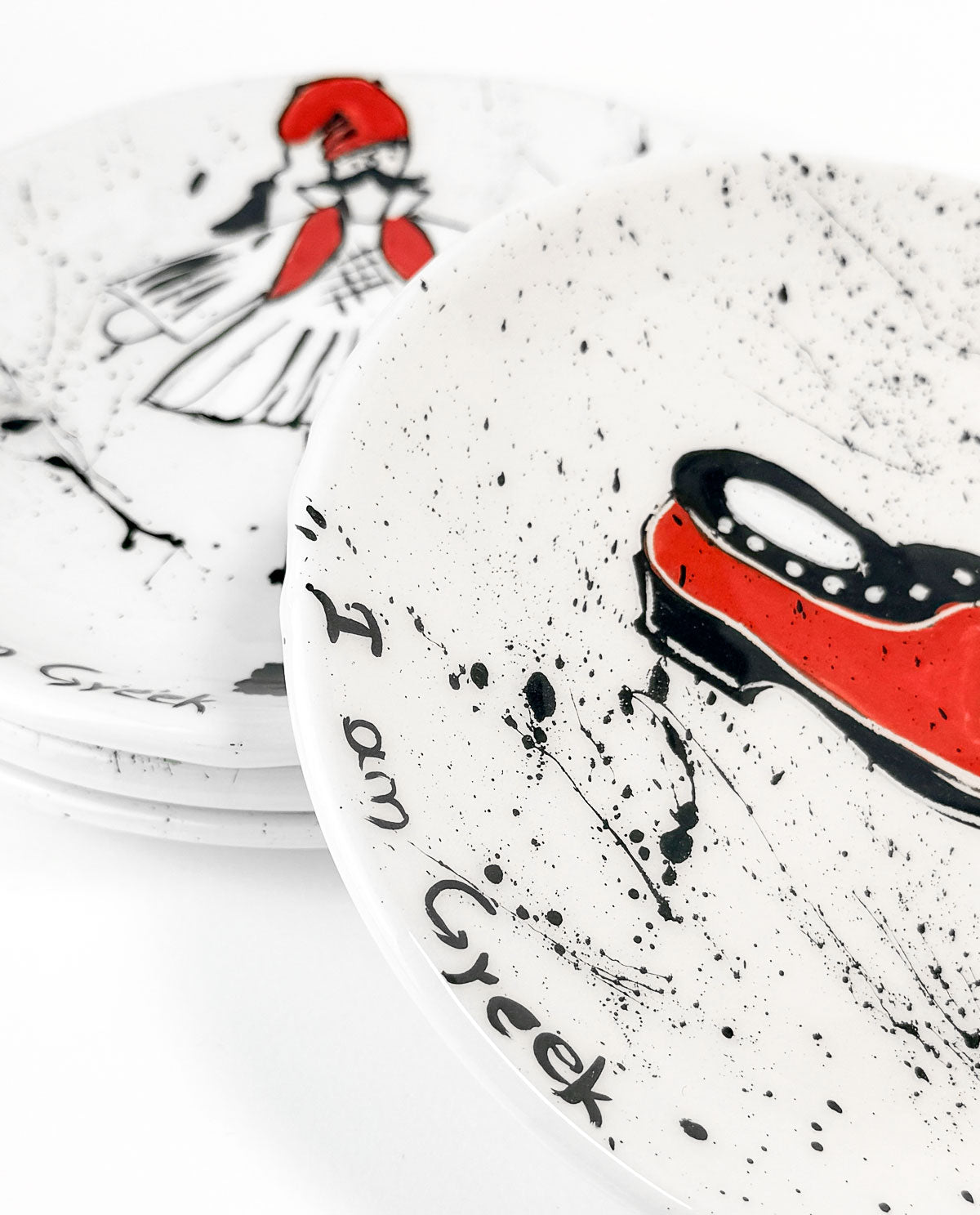 I AM GREEK - Hand Painted Ceramic Plates SET of 4-