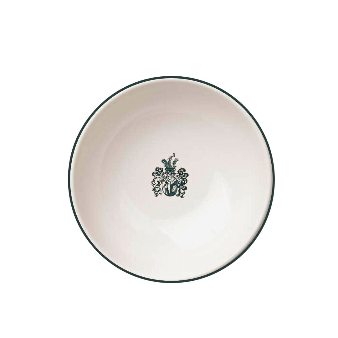 Hand Painted Bowl with Green Crest Set of 4