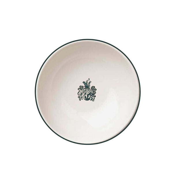 Hand Painted Bowl with Green Crest Set of 4