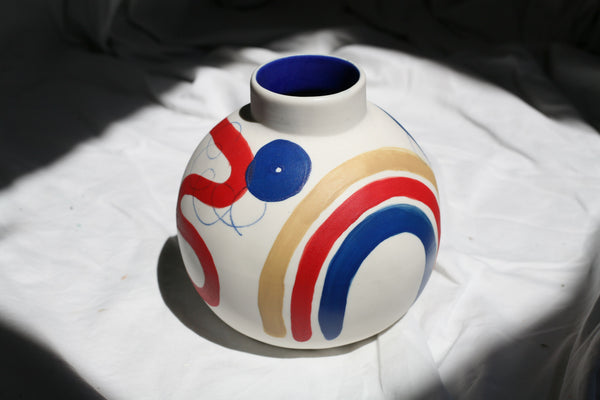 Round Porcelain Brushstroke Vase
