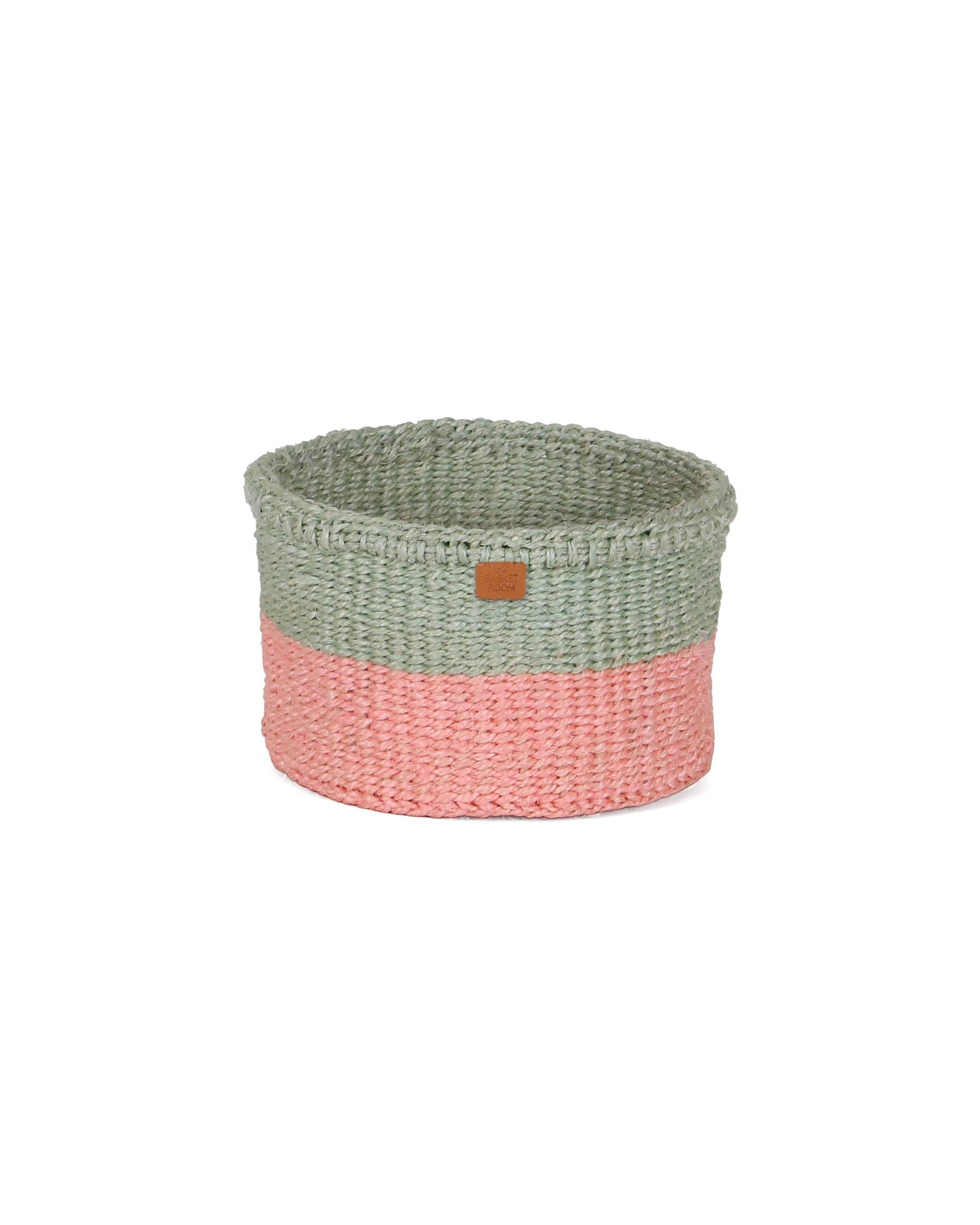 SIAFU: Sapling Green and Dusky Pink Colour Block Sisal Basket