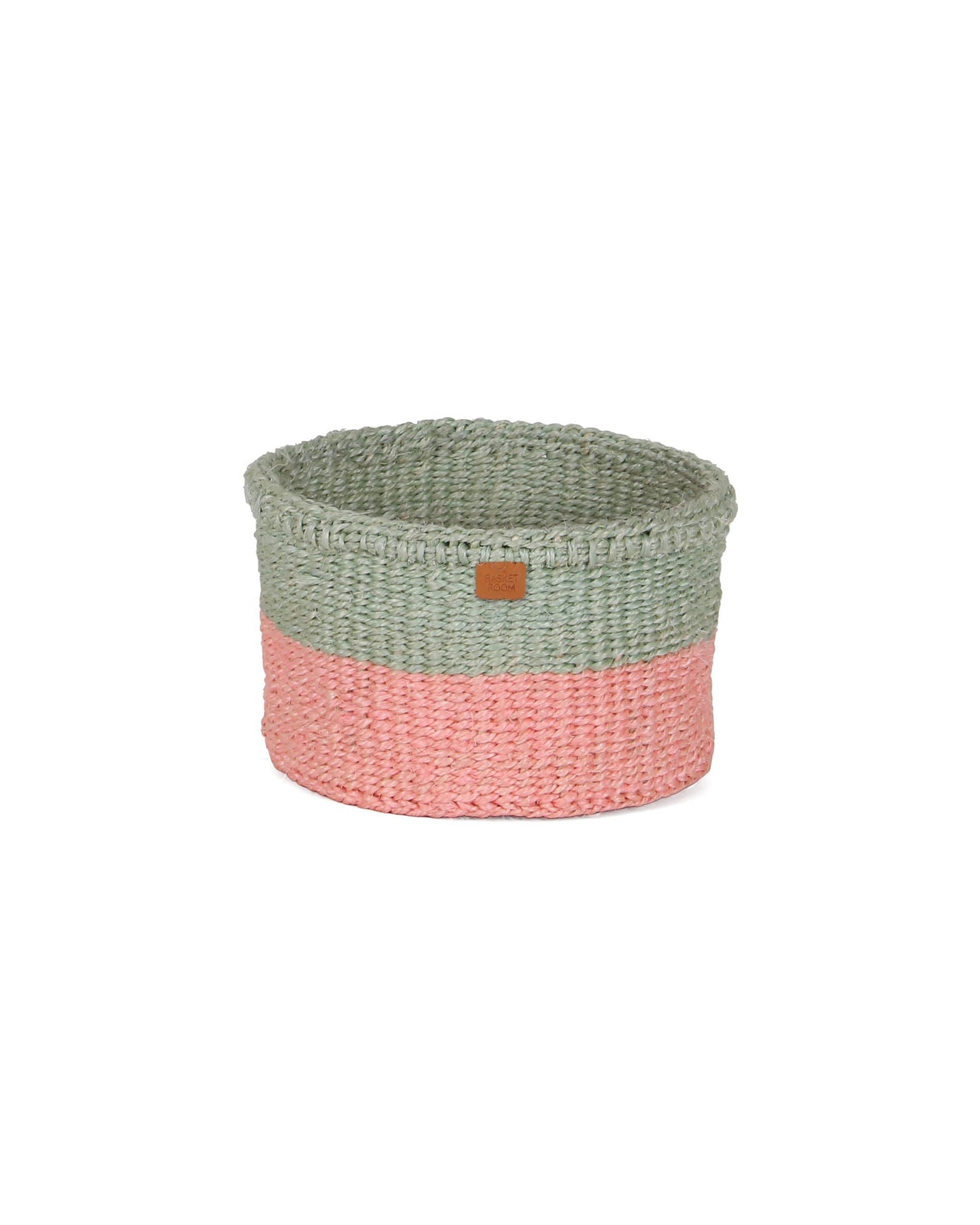 SIAFU: Sapling Green and Dusky Pink Colour Block Sisal Basket