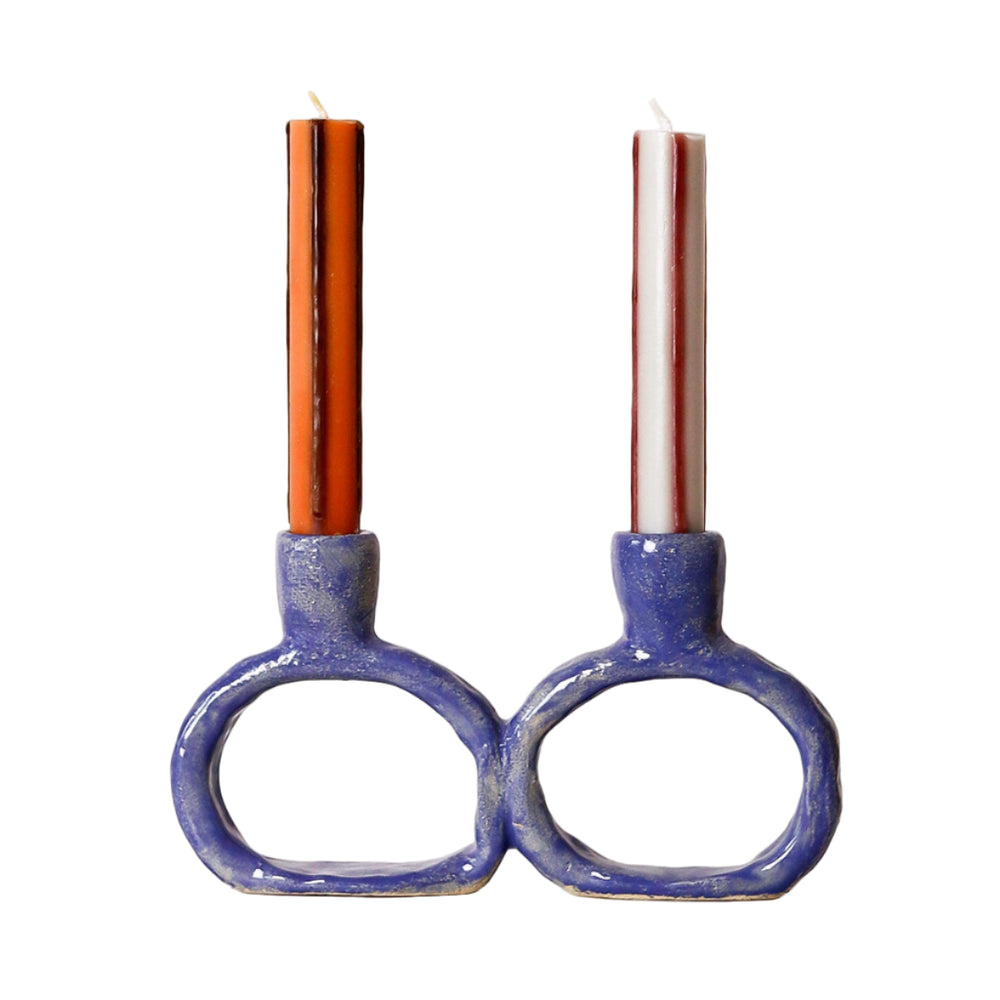 Handmade Ceramic Candle Holder Blue