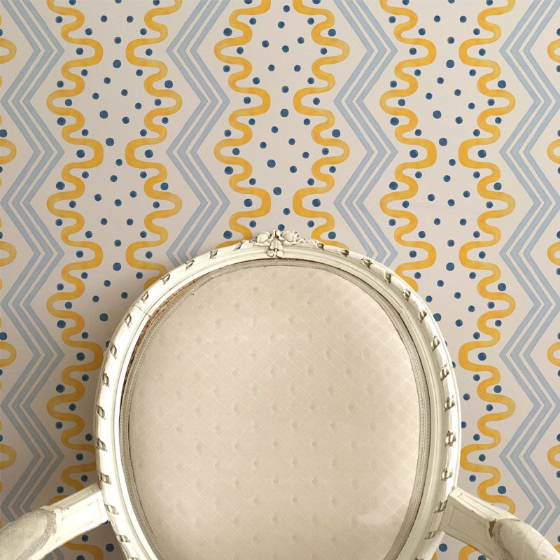 Madame Ziggle Wallpaper - Yellow and Blue