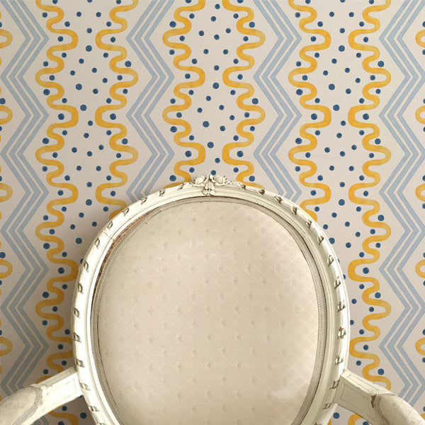 Madame Ziggle Wallpaper - Yellow and Blue