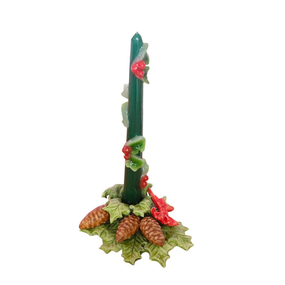 Hand-Painted Ceramic Christmas Candlestick Holder