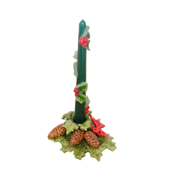Hand-Painted Ceramic Christmas Candlestick Holder